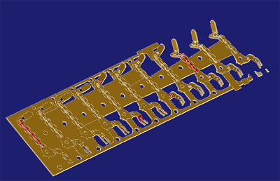 Three-dimensional die layout shown in the company's tooling design presentation